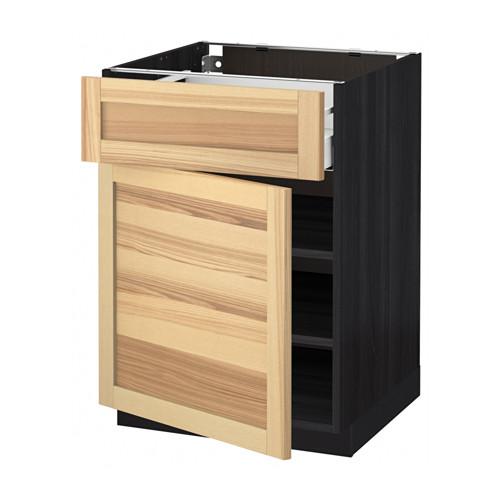 МЕТОД / МАКСИМЕРА Напольный шкаф с ящиком/дверью - под дерево черный, Торхэмн естественный ясень, 60x60 см МЕТОД / МАКСИМЕРА Напольный шкаф с ящиком/дверью - под дерево черный, Торхэмн естественный ясень, 60x60 см