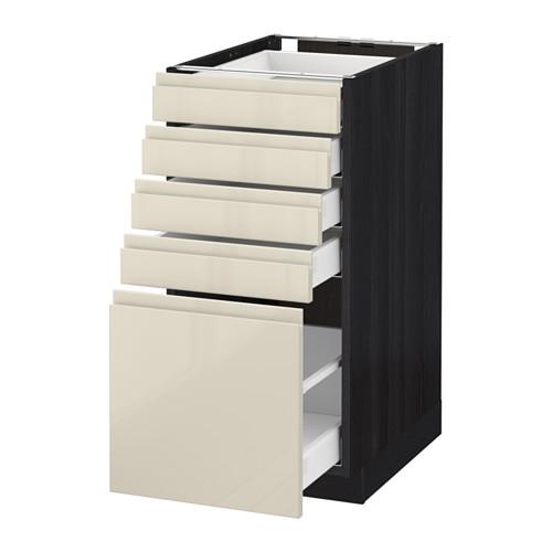 МЕТОД / МАКСИМЕРА Напольный шкаф с 5 ящиками - под дерево черный, Воксторп глянцевый светло-бежевый, 40x60 см МЕТОД / МАКСИМЕРА Напольный шкаф с 5 ящиками - под дерево черный, Воксторп глянцевый светло-бежевый, 40x60 см