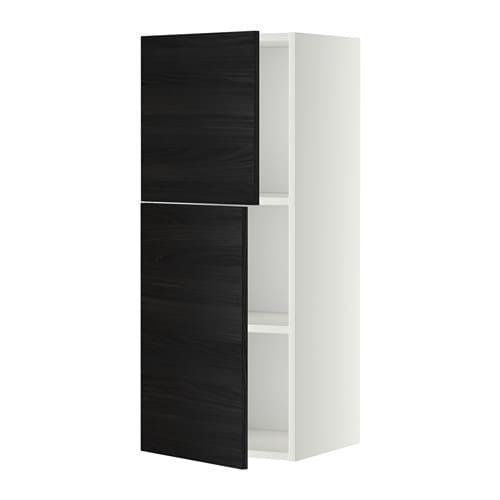 МЕТОД Навесной шкаф с полками/2дверцы - белый, Тингсрид под дерево черный, 40x100 см МЕТОД Навесной шкаф с полками/2дверцы - белый, Тингсрид под дерево черный, 40x100 см