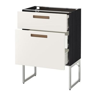 МЕТОД / ФОРВАРА Наполн шк 2 фрнт/3 средн ящ - 60x37x60 см, Мэрста белый, под дерево черный