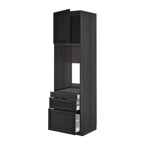 МЕТОД / МАКСИМЕРА Выс шкаф д/двойн духовки/3ящ/дверца - под дерево черный, Лерх черная морилка, 60x60x220 см МЕТОД / МАКСИМЕРА Выс шкаф д/двойн духовки/3ящ/дверца - под дерево черный, Лерх черная морилка, 60x60x220 см