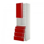 МЕТОД / МАКСИМЕРА Высокий шкаф д/комбинир СВЧ/4 ящика - 60x60x200 см, Рингульт глянцевый красный, белый МЕТОД / МАКСИМЕРА Высокий шкаф д/комбинир СВЧ/4 ящика - 60x60x200 см, Рингульт глянцевый красный, белый