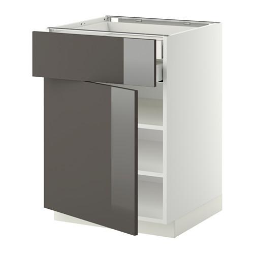 МЕТОД / МАКСИМЕРА Напольн шкаф двр/фр пнл/плк/2низ ящ - белый, Рингульт глянцевый серый, 60x60 см МЕТОД / МАКСИМЕРА Напольн шкаф двр/фр пнл/плк/2низ ящ - белый, Рингульт глянцевый серый, 60x60 см