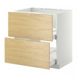 МЕТОД / МАКСИМЕРА Напольн шк п-мойку+2фрнт пнл/2 ящ - 80x60 см, Тингсрид под березу, белый