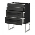 МЕТОД / ФОРВАРА Нплн шк 4 фронт/2 низк/2средн ящ - 60x37x60 см, Лаксарби черно-коричневый, под дерево черный