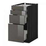 МЕТОД / ФОРВАРА Напольн шкаф 4 фронт панели/4 ящика - 40x60 см, Рингульт глянцевый серый, под дерево черный МЕТОД / ФОРВАРА Напольн шкаф 4 фронт панели/4 ящика - 40x60 см, Рингульт глянцевый серый, под дерево черный