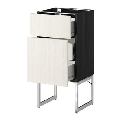 МЕТОД / ФОРВАРА Наполн шк 2 фрнт/3 средн ящ - 40x37x60 см, Росдаль белый ясень, под дерево черный