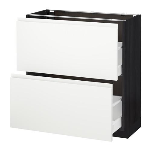 МЕТОД / МАКСИМЕРА Напольный шкаф с 2 ящиками - под дерево черный, Воксторп белый, 80x37 см МЕТОД / МАКСИМЕРА Напольный шкаф с 2 ящиками - под дерево черный, Воксторп белый, 80x37 см