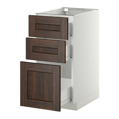 МЕТОД / ФОРВАРА Напольный шкаф с 3 ящиками - 40x60 см, Эдсерум под дерево коричневый, белый МЕТОД / ФОРВАРА Напольный шкаф с 3 ящиками - 40x60 см, Эдсерум под дерево коричневый, белый