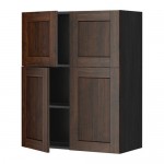 МЕТОД Навесной шкаф с полками/4дверцы - под дерево черный, Эдсерум под дерево коричневый