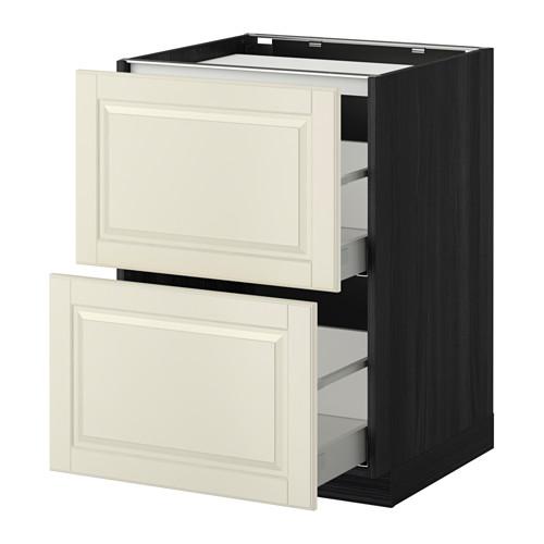 МЕТОД / МАКСИМЕРА Напольн шкаф/2фронт пнл/3ящика - под дерево черный, Будбин белый с оттенком, 60x60 см МЕТОД / МАКСИМЕРА Напольн шкаф/2фронт пнл/3ящика - под дерево черный, Будбин белый с оттенком, 60x60 см