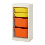 ТРУФАСТ Комбинация д/хранения+контейнерами - белый/желтый оранжевый