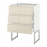 МЕТОД / МАКСИМЕРА Нплн шк 3 фрнт/3 средн ящика - белый, Воксторп глянцевый светло-бежевый, 60x37x60 см МЕТОД / МАКСИМЕРА Нплн шк 3 фрнт/3 средн ящика - белый, Воксторп глянцевый светло-бежевый, 60x37x60 см