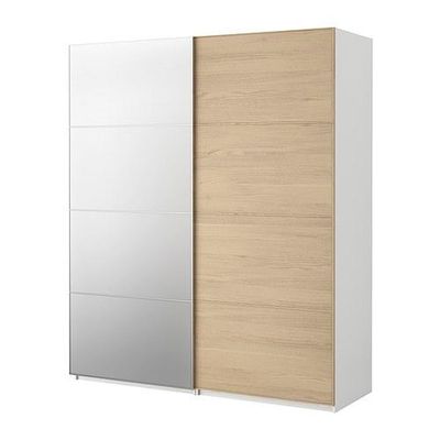 overschrijving vergiftigen Zich afvragen PAX wardrobe with sliding doors - Pax Malm oak veneer, bleached / mirror  glass, white, 200x66x236 cm (s69875555) - reviews, price comparisons