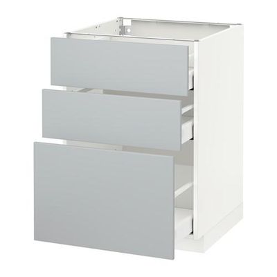 МЕТОД / МАКСИМЕРА Напольный шкаф с 3 ящиками - 60x60 см, Веддинге серый, белый