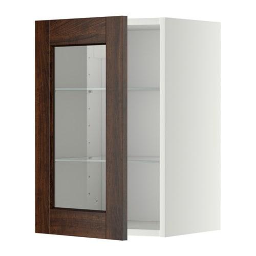 МЕТОД Навесной шкаф с полками/стекл дв - белый, Эдсерум под дерево коричневый, 40x60 см МЕТОД Навесной шкаф с полками/стекл дв - белый, Эдсерум под дерево коричневый, 40x60 см