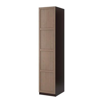 ПАКС Гардероб с 1 дверью - Пакс Хемнэс серо-коричневый, черно-коричневый, 50x60x236 см, плавно закрывающиеся петли