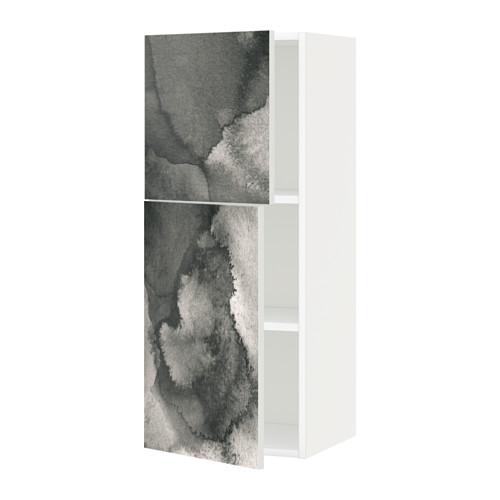 МЕТОД Навесной шкаф с полками/2дверцы - белый, Кальвиа с печатным рисунком, 40x100 см МЕТОД Навесной шкаф с полками/2дверцы - белый, Кальвиа с печатным рисунком, 40x100 см