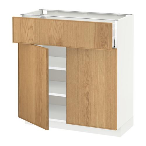 МЕТОД / МАКСИМЕРА Напольный шкаф+ящик/2дверцы - белый, Экестад дуб, 80x37 см МЕТОД / МАКСИМЕРА Напольный шкаф+ящик/2дверцы - белый, Экестад дуб, 80x37 см