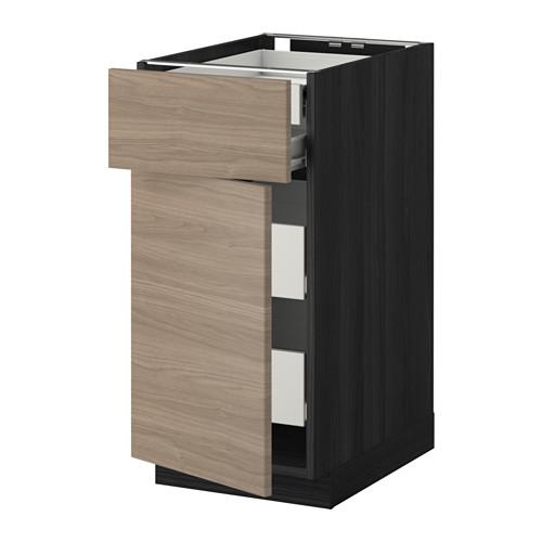 МЕТОД / ФОРВАРА Нплн шк дв/фрнт/2нзк/2срд ящ - под дерево черный, Брокхульт под грецкий орех светло-серый, 40x60 см