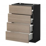 МЕТОД / ФОРВАРА Напольн шкаф 4 фронт панели/4 ящика - под дерево черный, Брокхульт под грецкий орех светло-серый, 60x37 см МЕТОД / ФОРВАРА Напольн шкаф 4 фронт панели/4 ящика - под дерево черный, Брокхульт под грецкий орех светло-серый, 60x37 см