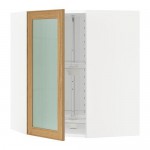 МЕТОД Углов навесн шк с врщ скц/сткл дв - белый, Экестад дуб, 68x80 см МЕТОД Углов навесн шк с врщ скц/сткл дв - белый, Экестад дуб, 68x80 см