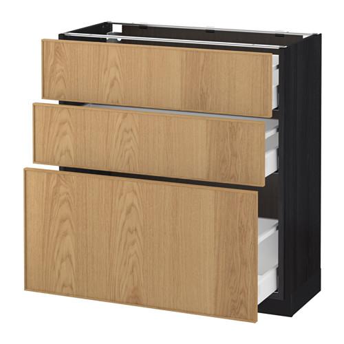 МЕТОД / МАКСИМЕРА Напольный шкаф с 3 ящиками - под дерево черный, Экестад дуб, 80x37 см МЕТОД / МАКСИМЕРА Напольный шкаф с 3 ящиками - под дерево черный, Экестад дуб, 80x37 см