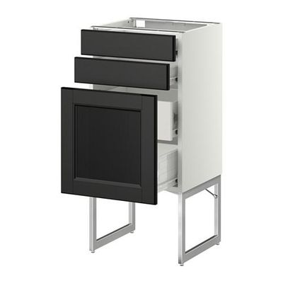 МЕТОД / ФОРВАРА Напольн шкаф 3фронт пнл/2низ/2ср ящ - 40x37x60 см, Лаксарби черно-коричневый, белый МЕТОД / ФОРВАРА Напольн шкаф 3фронт пнл/2низ/2ср ящ - 40x37x60 см, Лаксарби черно-коричневый, белый