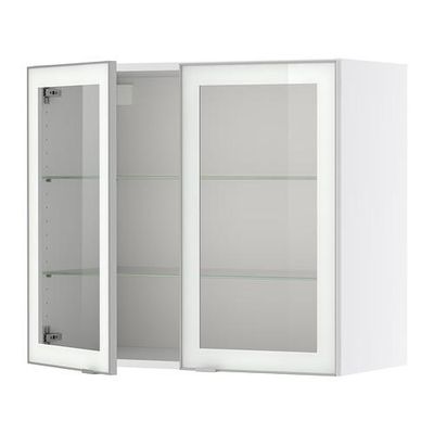 ФАКТУМ Навесной шкаф с 2 стеклянн дверями - Рубрик прозрачное стекло, 80x92 см