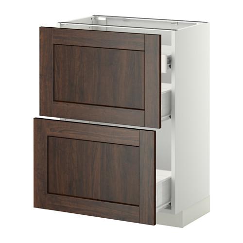 МЕТОД / ФОРВАРА Нап шкаф 2 фрнт пнл/1низк/2ср ящ - белый, Эдсерум под дерево коричневый, 60x37 см МЕТОД / ФОРВАРА Нап шкаф 2 фрнт пнл/1низк/2ср ящ - белый, Эдсерум под дерево коричневый, 60x37 см
