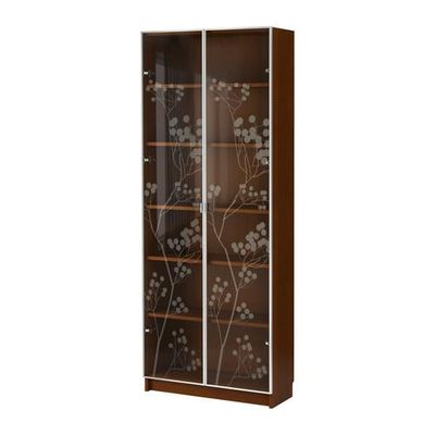 БИЛЛИ/БИЛЛИ ВАЛЬБО Шкаф книжный со стеклянными дверьми - классический коричневый