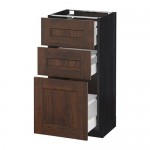 МЕТОД / МАКСИМЕРА Напольный шкаф с 3 ящиками - под дерево черный, Эдсерум под дерево коричневый, 40x37 см МЕТОД / МАКСИМЕРА Напольный шкаф с 3 ящиками - под дерево черный, Эдсерум под дерево коричневый, 40x37 см