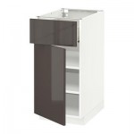 МЕТОД / ФОРВАРА Напольный шкаф с ящиком/дверью - 40x60 см, Рингульт глянцевый серый, белый МЕТОД / ФОРВАРА Напольный шкаф с ящиком/дверью - 40x60 см, Рингульт глянцевый серый, белый