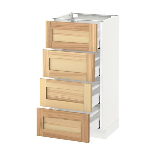 МЕТОД / МАКСИМЕРА Напольн шкаф 4 фронт панели/4 ящика - белый, Торхэмн естественный ясень, 40x37 см МЕТОД / МАКСИМЕРА Напольн шкаф 4 фронт панели/4 ящика - белый, Торхэмн естественный ясень, 40x37 см