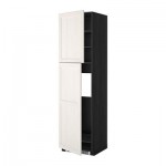 МЕТОД Высокий шкаф д/холодильника/2дверцы - 60x60x220 см, Лаксарби белый, под дерево черный