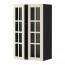 METOD навесной шкаф с полками/2 стекл дв черный/Будбин белый с оттенком 60x100 см