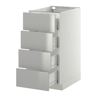 МЕТОД / ФОРВАРА Напольн шкаф 4 фронт панели/4 ящика - 40x60 см, Гревста нержавеющ сталь, белый МЕТОД / ФОРВАРА Напольн шкаф 4 фронт панели/4 ящика - 40x60 см, Гревста нержавеющ сталь, белый