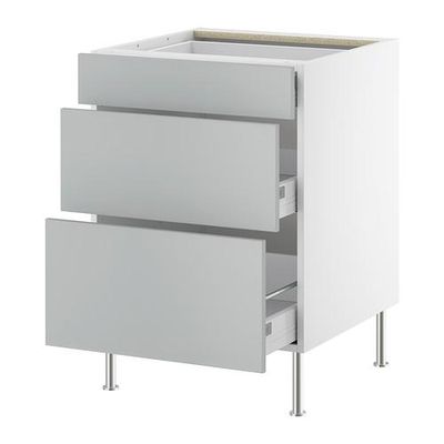 ФАКТУМ Напольный шкаф с 3 ящиками - Аплод серый, 80 см