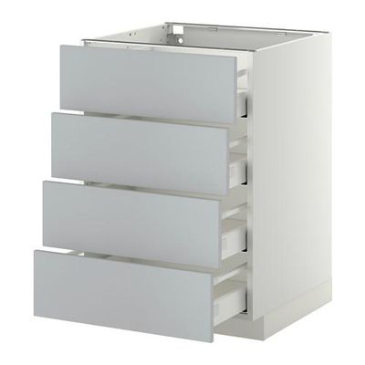 МЕТОД / МАКСИМЕРА Напольн шкаф 4 фронт панели/4 ящика - 60x60 см, Веддинге серый, белый