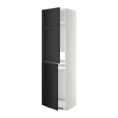 МЕТОД Высок шкаф д холодильн/мороз - 60x60x220 см, Лаксарби черно-коричневый, белый