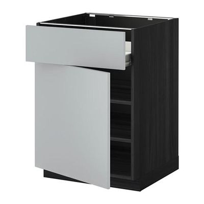 МЕТОД / ФОРВАРА Напольн шкаф с полкой/ящиком/дверью - под дерево черный, Веддинге серый, 60x60 см МЕТОД / ФОРВАРА Напольн шкаф с полкой/ящиком/дверью - под дерево черный, Веддинге серый, 60x60 см