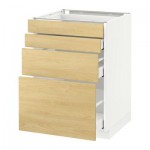 МЕТОД / МАКСИМЕРА Напольн шкаф 4 фронт панели/4 ящика - 60x60 см, Тингсрид под березу, белый