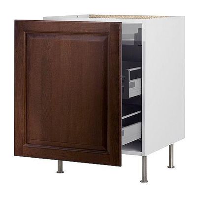 ФАКТУМ Напольный шкаф с выдвижной секцией - Лильестад темно-коричневый, 60 см