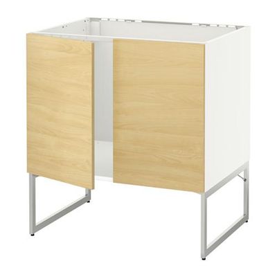 МЕТОД Напольн шкаф д раковины+2 двери - Тингсрид под березу, белый МЕТОД Напольн шкаф д раковины+2 двери - Тингсрид под березу, белый