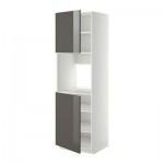 МЕТОД Высок шкаф д/духовки/2дверцы/полки - 60x60x200 см, Рингульт глянцевый серый, белый МЕТОД Высок шкаф д/духовки/2дверцы/полки - 60x60x200 см, Рингульт глянцевый серый, белый