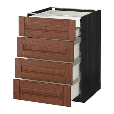 МЕТОД / ФОРВАРА Нплн шк 4фрнт/2нзк/3срд ящ - 60x60 см, Филипстад коричневый, под дерево черный