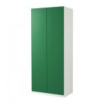 ПАКС Гардероб 2-дверный - Танем зеленый, белый, 100x38x236 см, плавно закрывающиеся петли