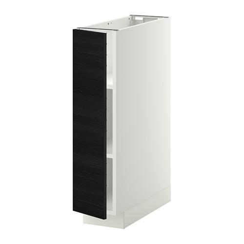 МЕТОД Напольный шкаф с полками - белый, Тингсрид под дерево черный, 20x60 см