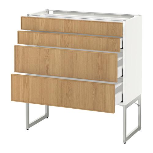 МЕТОД / МАКСИМЕРА Нплн шк 4 фронт/2 низк/2средн ящ - белый, Экестад дуб, 80x37x60 см