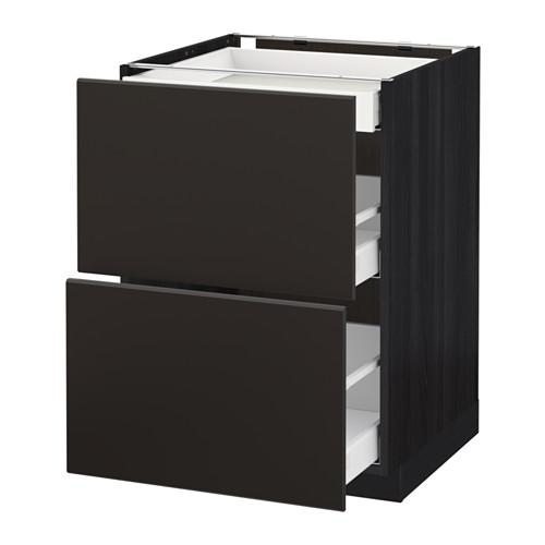 МЕТОД / МАКСИМЕРА Напольный шкаф/2фасада/3ящика - под дерево черный, Кунгсбакка антрацит, 60x60 см МЕТОД / МАКСИМЕРА Напольный шкаф/2фасада/3ящика - под дерево черный, Кунгсбакка антрацит, 60x60 см